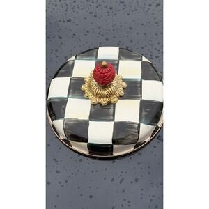 MacKenzie-Childs Courtly Check Enamel Replacement Lid Red Knob 5,5
